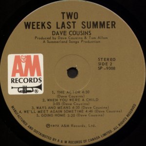 Two Weeks Last Summer Canada 1st side 2 label